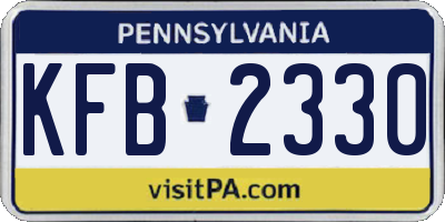 PA license plate KFB2330