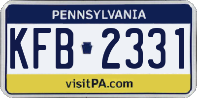 PA license plate KFB2331