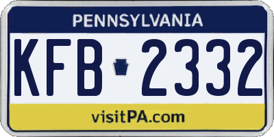 PA license plate KFB2332