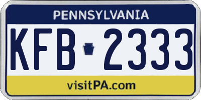 PA license plate KFB2333