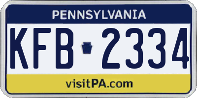 PA license plate KFB2334