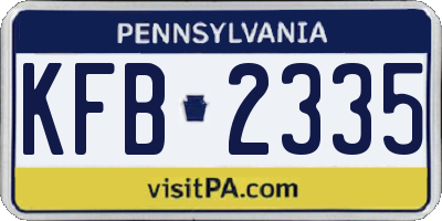 PA license plate KFB2335