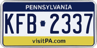 PA license plate KFB2337
