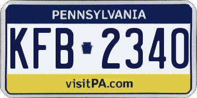 PA license plate KFB2340
