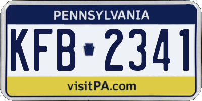 PA license plate KFB2341