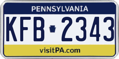 PA license plate KFB2343