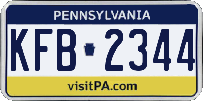 PA license plate KFB2344