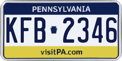 PA license plate KFB2346