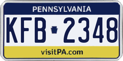 PA license plate KFB2348