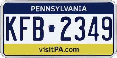 PA license plate KFB2349