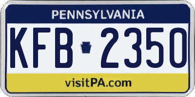 PA license plate KFB2350