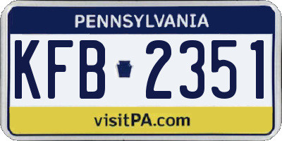 PA license plate KFB2351