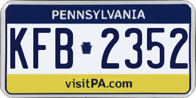 PA license plate KFB2352