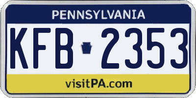 PA license plate KFB2353