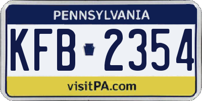 PA license plate KFB2354