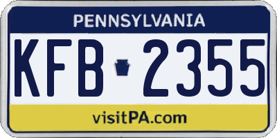 PA license plate KFB2355