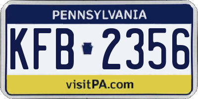 PA license plate KFB2356
