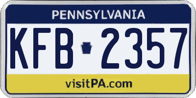 PA license plate KFB2357