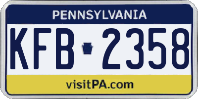 PA license plate KFB2358