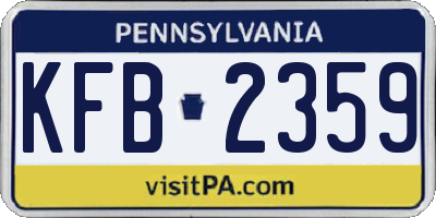 PA license plate KFB2359