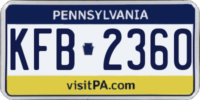 PA license plate KFB2360