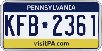 PA license plate KFB2361