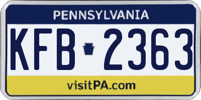 PA license plate KFB2363
