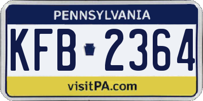 PA license plate KFB2364
