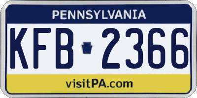 PA license plate KFB2366