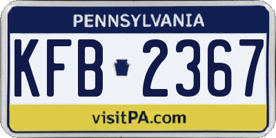 PA license plate KFB2367