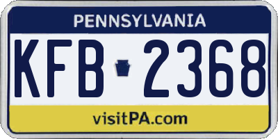 PA license plate KFB2368