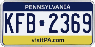 PA license plate KFB2369