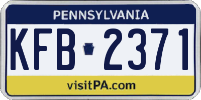 PA license plate KFB2371