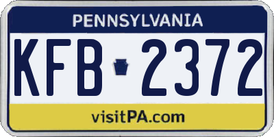 PA license plate KFB2372
