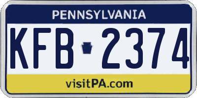 PA license plate KFB2374