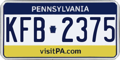 PA license plate KFB2375