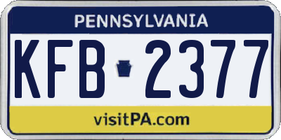 PA license plate KFB2377