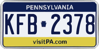 PA license plate KFB2378
