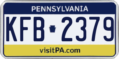PA license plate KFB2379