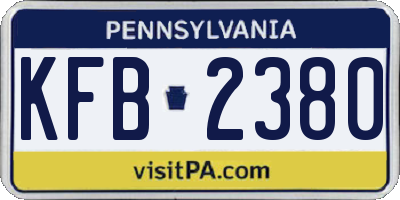 PA license plate KFB2380