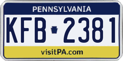 PA license plate KFB2381
