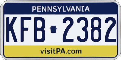 PA license plate KFB2382