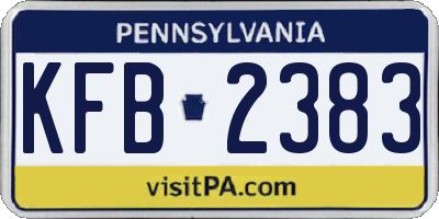 PA license plate KFB2383