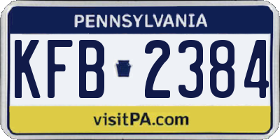 PA license plate KFB2384