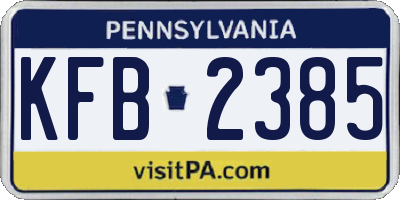 PA license plate KFB2385