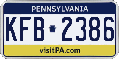 PA license plate KFB2386