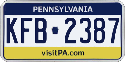 PA license plate KFB2387