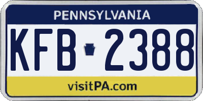 PA license plate KFB2388