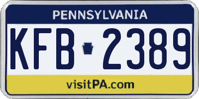 PA license plate KFB2389