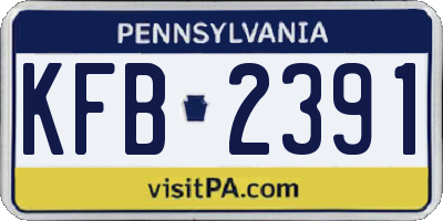 PA license plate KFB2391